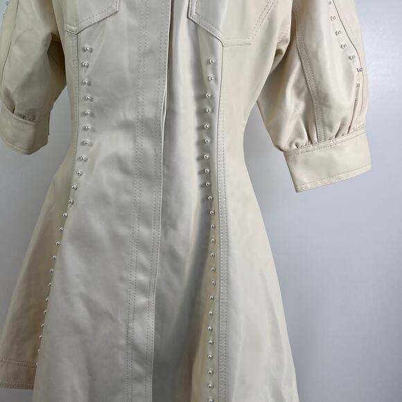 Aje Claire Pearl Mini Dress Faux Leather Ivory Cream Ecru White - Picture 8 of 15